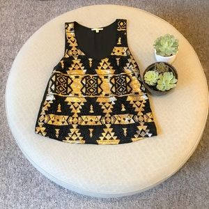 Black and gold sequin tank
